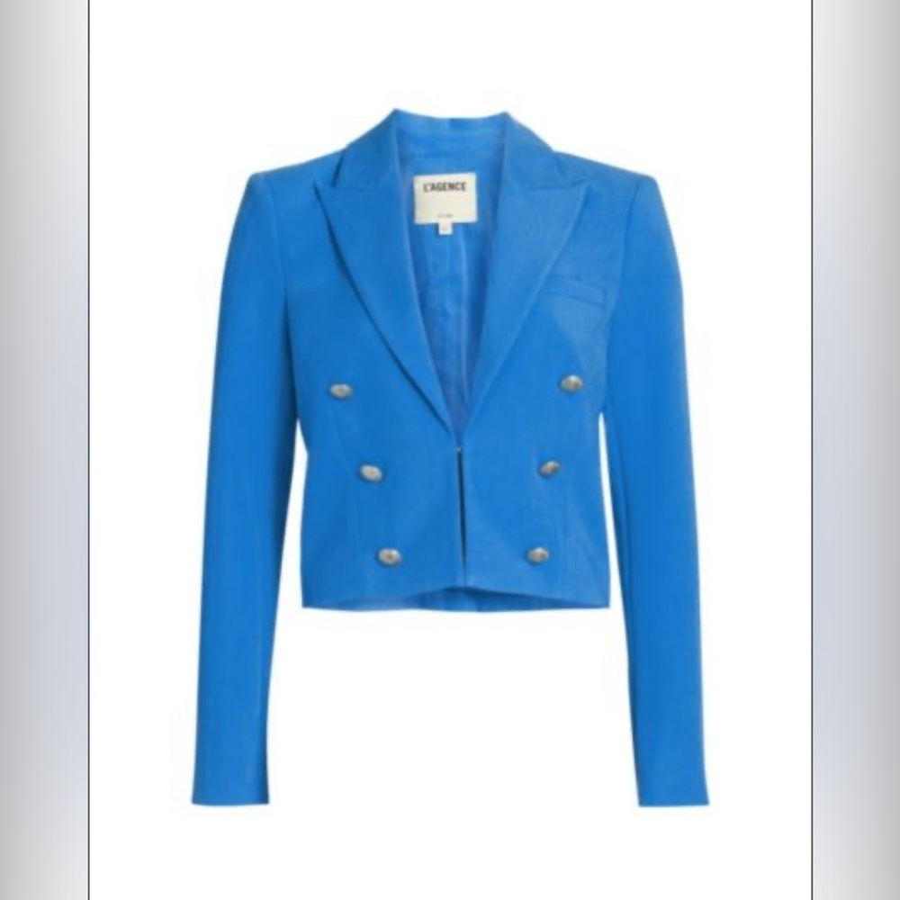 NWT L'AGENCE Inez Cropped Blue Blazer Size 6